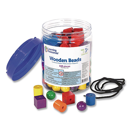 Learning Resources Beads in a Bucket, Wood, Small, Assorted Colors, 1.4 lb Bucket (LER0140)