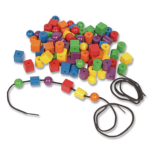 Learning Resources Beads in a Bucket, Wood, Small, Assorted Colors, 1.4 lb Bucket (LER0140)