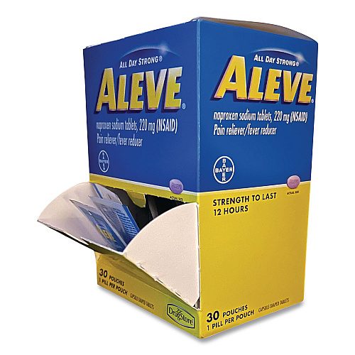 Aleve Pain Reliever Tablets Refill Packs, 1 Tablet/Packet, 30/Box (64028)