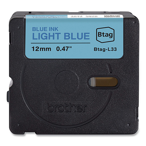 Brother Genuine P-Touch BTAG Label Tapes, 0.47" x 13.1 ft, Blue on Light Blue (BTAGL33)