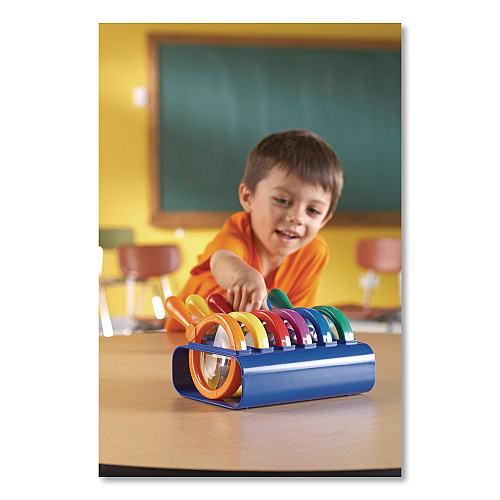 Learning Resources Primary Science Jumbo Magnifiers with Stand, Ages 3 and Up, 4.5x, Plastic Lens, 4.5" dia, 6/Set (LER2884)