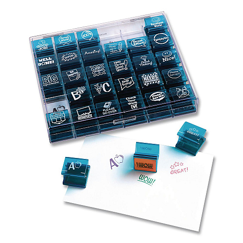 Learning Resources Teacher Stamps, Assorted Messages, 1.5" x 1.5", 30 Stamps (LER0678)