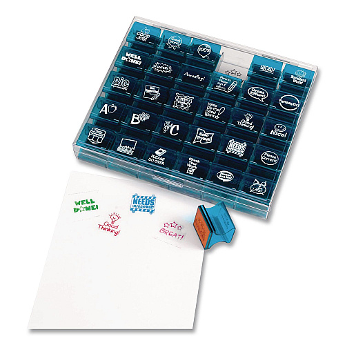 Learning Resources Teacher Stamps, Assorted Messages, 1.5" x 1.5", 30 Stamps (LER0678)