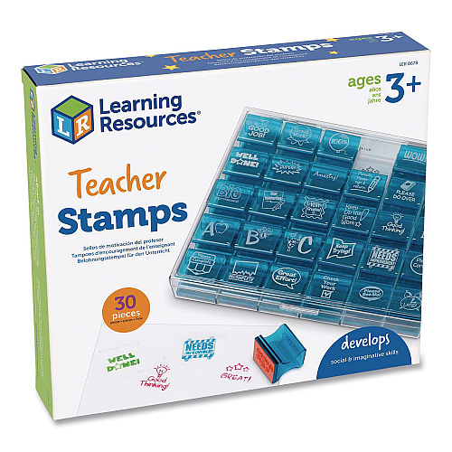 Learning Resources Teacher Stamps, Assorted Messages, 1.5" x 1.5", 30 Stamps (LER0678)