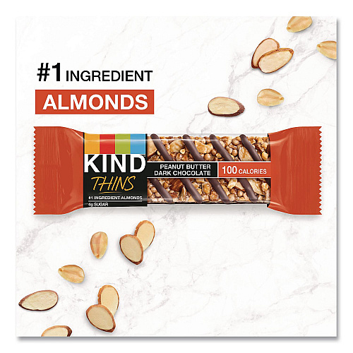 KIND Thins Peanut Butter Dark Chocolate and Dark Chocolate Cherry Cashew Variety Pack, 0.74 oz Bar, 20/Box (41891)