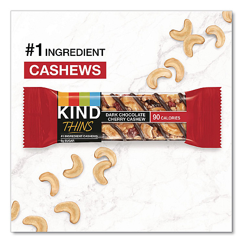 KIND Thins Peanut Butter Dark Chocolate and Dark Chocolate Cherry Cashew Variety Pack, 0.74 oz Bar, 20/Box (41891)