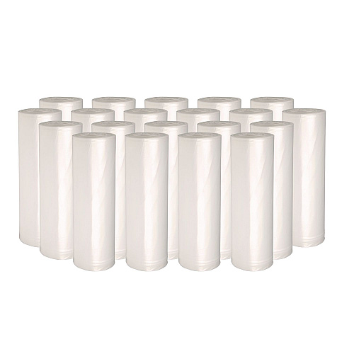 Boardwalk High-Density Can Liners, 30 gal, 8 mic, 30" x 36", Natural, Perforated Roll, 25 Bags/Roll, 20 Rolls/Carton (303610)