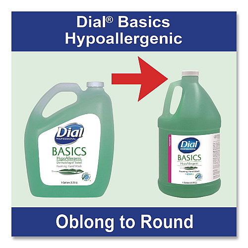 Dial Basics Hypoallergenic Foaming Hand Soap Refill, Unscented, 1 gal Refill Bottle (1700035438)