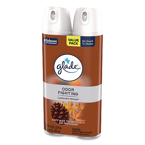 Glade Air Freshener, Cashmere Woods, 8.3 oz Aerosol Spray, 3/Carton (377361)
