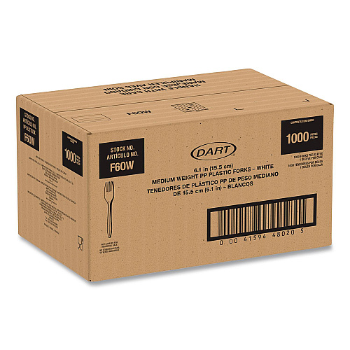 SOLO Style Setter Medium Weight Polypropylene Cutlery, Fork, Plastic, White, 1,000/Carton (F6OW)