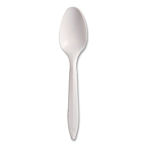 SOLO Style Setter Medium Weight Polypropylene Cutlery, Teaspoon, Plastic, White, 1,000/Carton (S6OW)