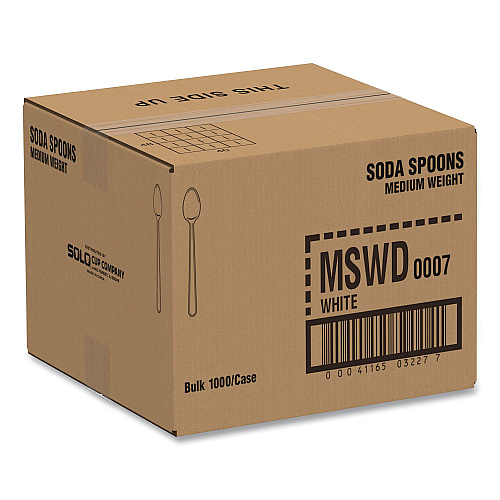 SOLO Specialty Cutlery, Soda Spoon, Plastic, White, 1,000/Carton (MSWD0007)