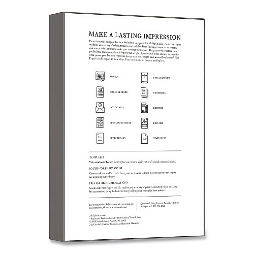 Southworth Parchment Specialty Paper, 65 lb Cover Weight, 8.5 x 11, Ivory, 100/Box (Z980CK)