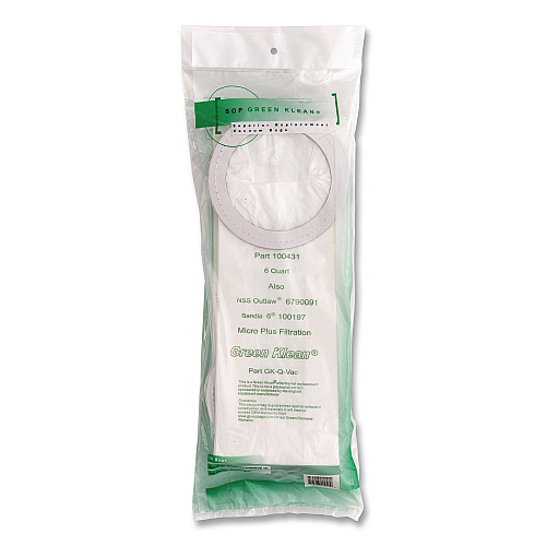 Green Klean GK-Q-Vac Replacement Bag, 10 Bags/Pack, 10 Packs/Carton