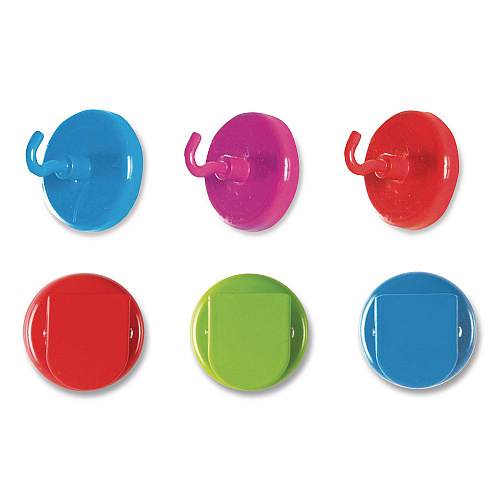 Learning Resources Super Strong Magnetic Clips and Hooks, Small, 1.5" Diameter, Assorted Colors, 3 Clips/3 Hooks (LER2691)