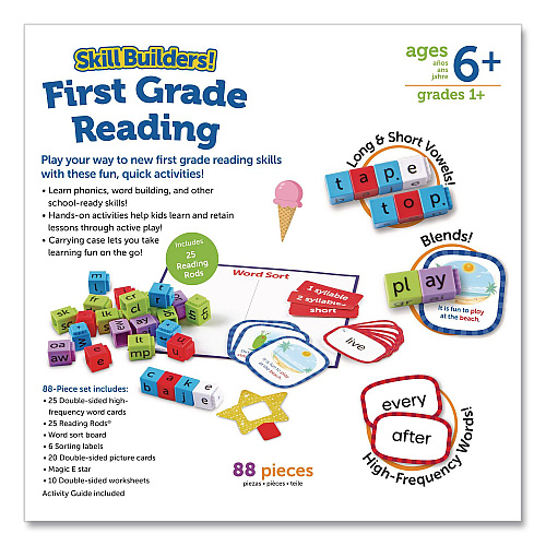 Learning Resources Skill Builders! First Grade Reading Activity Set, Grade 1, 88 Pieces (LER1237)