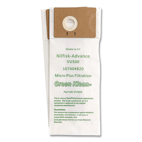 Green Klean GK-VU500 Replacement Bag, 10 Bags/Pack, 10 Packs/Carton