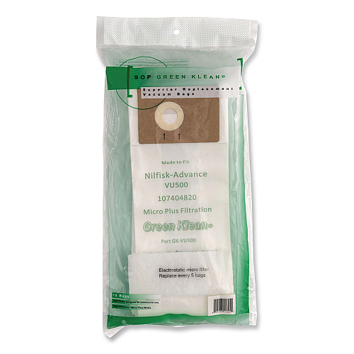 Green Klean GK-VU500 Replacement Bag, 10 Bags/Pack, 10 Packs/Carton