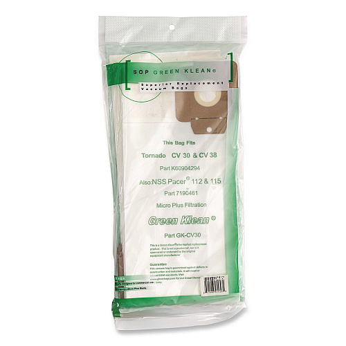 Green Klean GK-CV30 Replacement Bag, 10 Bags/Pack, 10 Packs/Carton