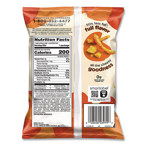 Frito-Lay Baked Variety Pack, Baked Cheetos/Baked Lays BBQ/Baked Lays Original/Baked Ruffles Cheddar Sour Cream, 30 Bags/BX, 2 Boxes/CT (77325)