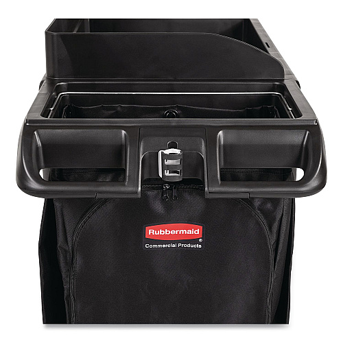 Rubbermaid Commercial Full-Size Housekeeping Cart, Plastic, 3 Shelves, 1 Bin, 24.4 x 62.4 x 49, Black (2202581)