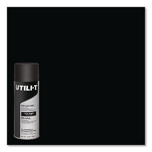 Rust-Oleum UTILI-T Spray Paint, Flat Black, 10 oz Aerosol Can, 6/Carton (387389)
