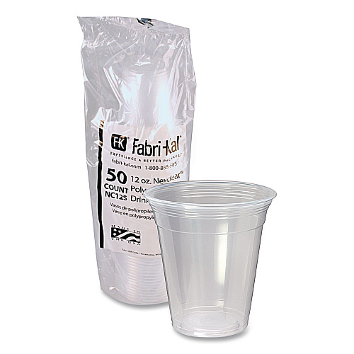 Fabri-Kal Nexclear Polypropylene Drink Cups, 12 to 14 oz, Plastic, Clear, 50/Bag, 20 Bags/Carton (NC12S)