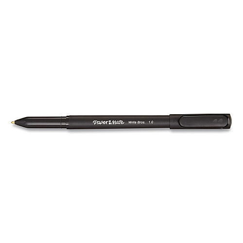 Paper Mate Write Bros. Ballpoint Pen, Stick, Medium 1 mm, Black Ink, Black Barrel, 8/Pack (2140570)