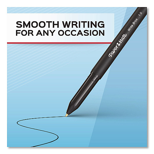 Paper Mate Write Bros. Ballpoint Pen, Stick, Medium 1 mm, Black Ink, Black Barrel, 8/Pack (2140570)