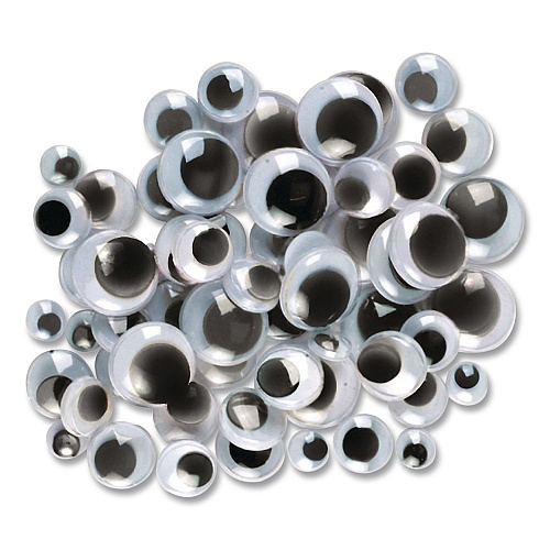 Creativity Street Wiggle Eyes Assortment, 0.27", 0.39", 0.47", 0.59", Black, 100/Pack (PAC344602R)