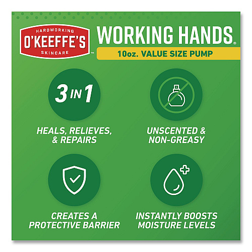O'Keeffe's Working Hands Hand Cream, 10 oz Pump Bottle, 2/Carton (116639)