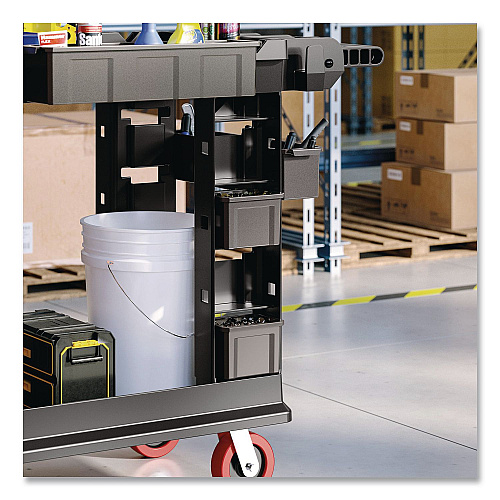 Suncast Commercial Customizable Bin System for Utility Carts, 2 Large Bins, 4 Small Bins, Black (PUCBIN6)