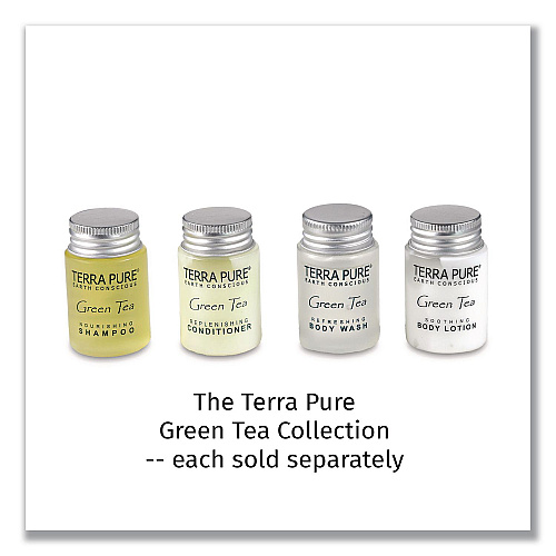 Diversified Hospitality Solutions Terra Pure Shampoo Jam Jar, Green Tea Lemongrass, 1 oz Jar, 300/Carton (007460)