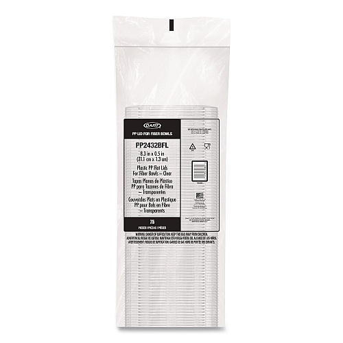 Dart Plastic Lids for Compostable Fiber Containers, For 24 to 32 oz Containers, 8.28" Diameter x 0.51" h, Clear, 300/Carton (PP2432BFL)
