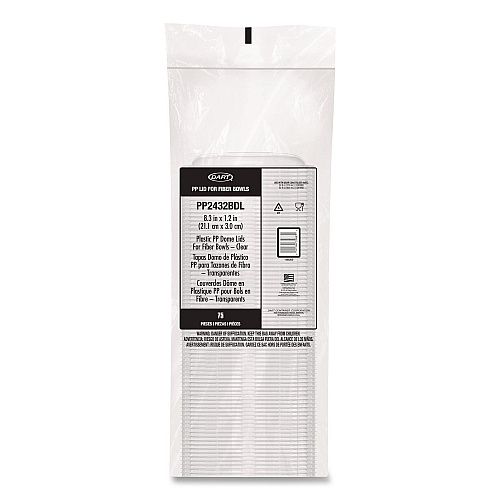 Dart Dome Covers and Lids, For 24 oz to 32 oz Containers, 8.28" Diameter x 1.16"h, Clear, 300/Carton (PP2432BDL)