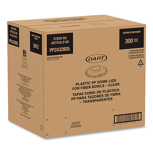 Dart Dome Covers and Lids, For 24 oz to 32 oz Containers, 8.28" Diameter x 1.16"h, Clear, 300/Carton (PP2432BDL)