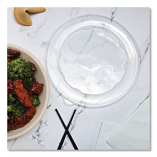Dart Plastic Lids for Compostable Fiber Containers, For 24 to 32 oz Containers, 8.28" Diameter x 0.51" h, Clear, 300/Carton (PP2432BFL)