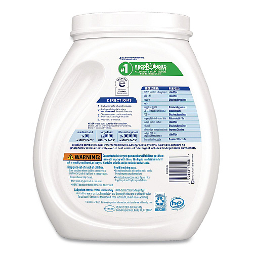 All MIGHTY PACS Free Clear Laundry Detergent, 80 Pods/Tub, 4 Tubs/Carton (47508)