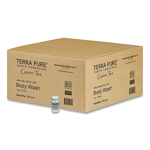 Diversified Hospitality Solutions Terra Pure Shampoo Jam Jar, Green Tea Lemongrass, 1 oz Jar, 300/Carton (007460)