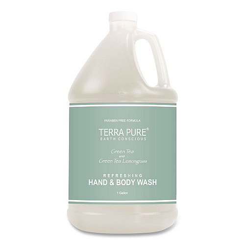 Diversified Hospitality Solutions Terra Pure Body Wash Gallon, Green Tea Lemongrass, 1 gal Bottle, 4/Carton (002294)