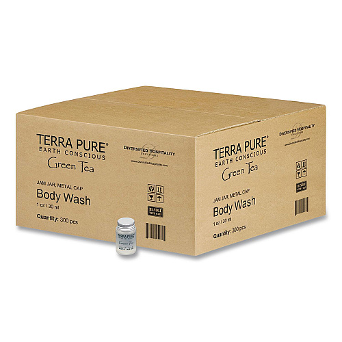 Diversified Hospitality Solutions Terra Pure Body Wash Jam Jar, Green Tea Lemongrass, 1 oz Jar, 300/Carton (007491)
