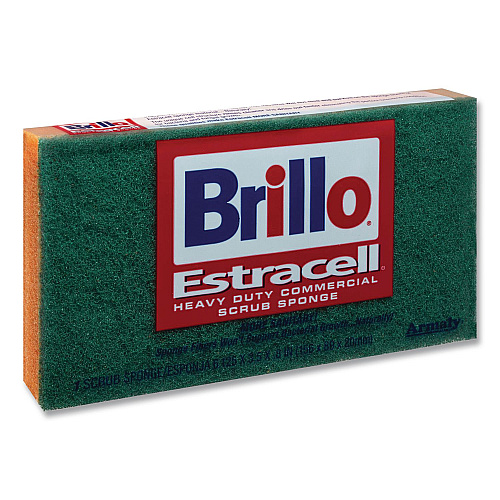 Brillo Commercial Heavy Duty Scrub Sponge, 3.5 x 6.12, 0.8" Thick, Orange/Green,12/Carton (21006)