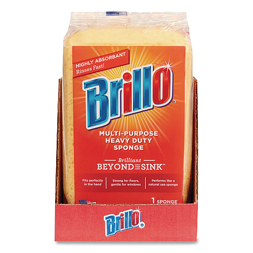 Brillo Multi-Purpose Sponge, 4.25 x 6.25, 2.12" Thick, Yellow, 6/Carton (22401)