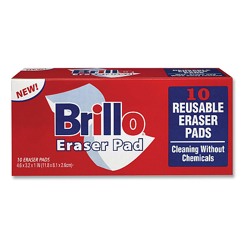 Brillo Commercial Eraser Pads, 3.2 x 4.6, 1" Thick, White, 10 Erasers/Box, 12 Boxes/Carton (56102)