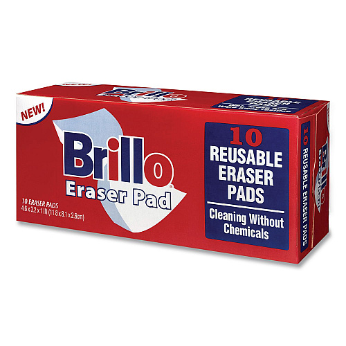 Brillo Commercial Eraser Pads, 3.2 x 4.6, 1" Thick, White, 10 Erasers/Box, 12 Boxes/Carton (56102)