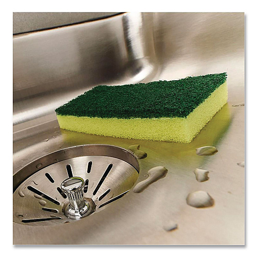 Brillo Estracell Heavy Duty Scrub Sponge, 4.9 x 2.9, 0.8" Thick, Yellow/Green, 12/Carton (21001)