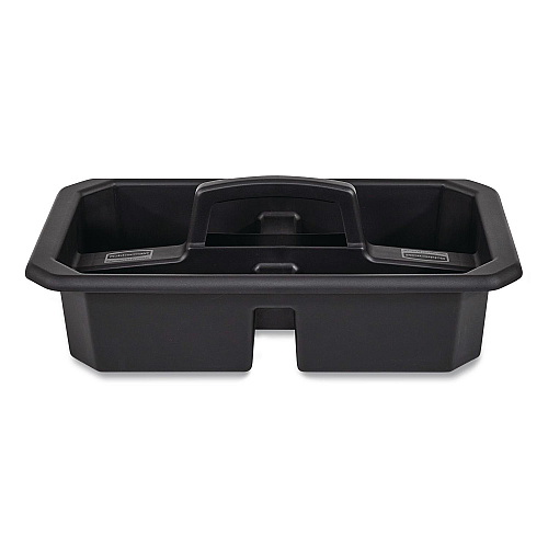 Rubbermaid Commercial Cleaning Caddy, Compatible with Full Size and Compact Housekeeping Carts, Plastic, Black, 6/Carton (2202586)