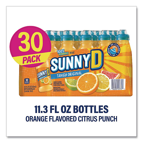 SUNNY D Tangy Original Sport Bottle, Orange, 11.3 oz Bottle, 30/Carton (22002659)