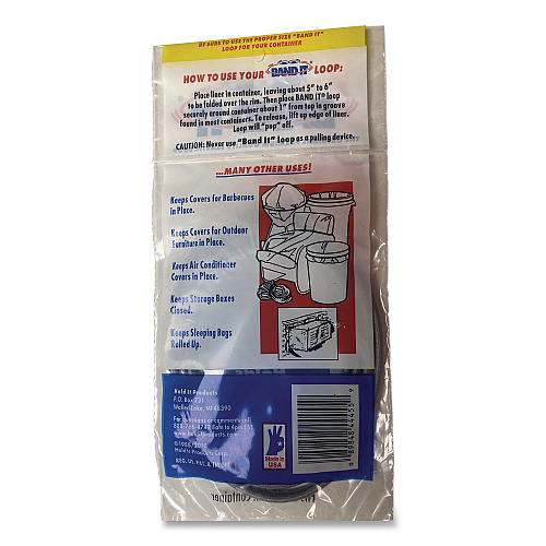 BAND IT Trash Can Loops, for 32 gal to 55 gal Cans, 0.25" x 25", Gray, 36/Carton (44455)