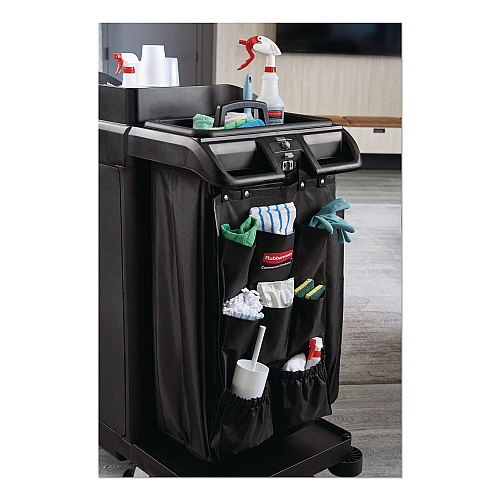Rubbermaid Commercial Fabric 9-Pocket Cart Organizer, 19.8 x 1.5 x 27.5, Black, 6/Carton (2202582)